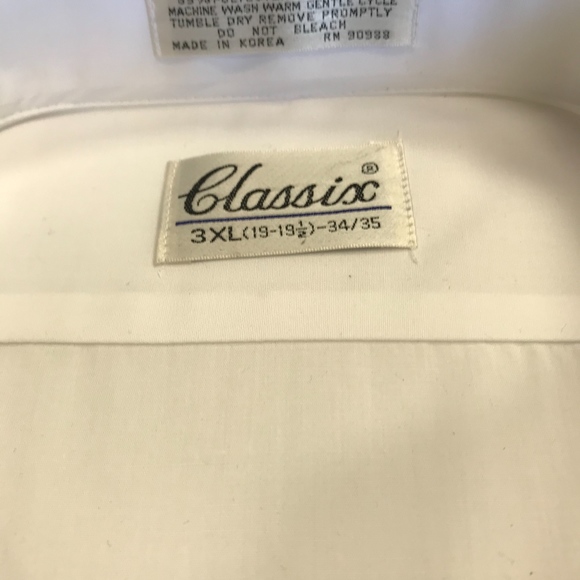 Classix 3/4" Pleated Wingtip Tux Shirt 19.5 x 4/5 - Picture 2 of 3